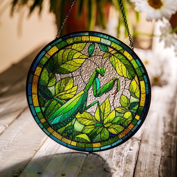 Praying Mantis Glass Suncatcher, Mantis Suncatcher Ornament, Mantis Lover Decor, Insect Gift, Yard Decor, Window Decor, Animal Lover Decor 1899952591 8816