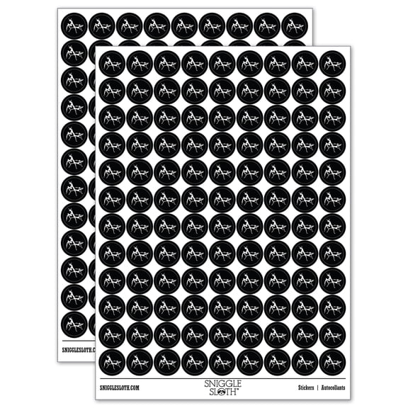 Praying Mantis Insect 200+ Round Stickers - Black - Gloss Finish - 0.50" Size