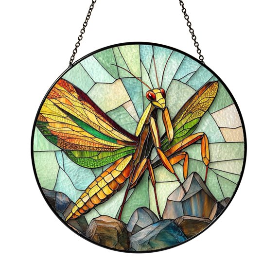 Praying Mantis Insect Glass Window Suncatcher Nature Lover Decor Artistic Hanging Ornament