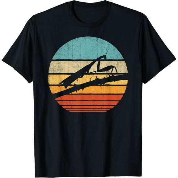 Praying Mantis Retro Vintage 60s 70s Sunset Bug Insect Men T-Shirt