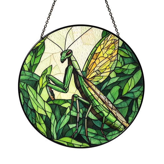 Praying Mantis Stained Glass Suncatcher Insect Window Hanging Decor