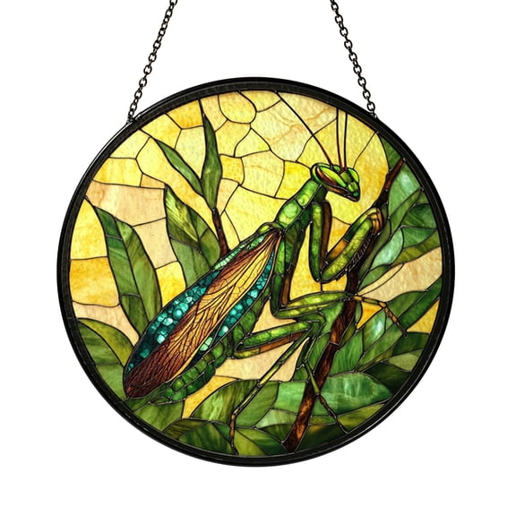 Praying Mantis Stained Glass Suncatcher Window Hanging Detailed Insect Art Nature Inspired Decor Gift for Bug Lovers