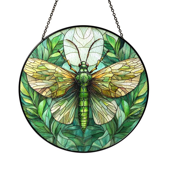 Praying Mantis Stained Glass Window Suncatcher, Vibrant Insect Hanging Decor, Nature Inspired Home Accent
