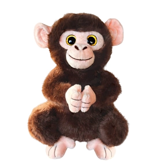 Praying Monkey Plush Toy, Simulation Bergamot Monkey Doll, Brown Primate Stuffed Animal, Meditative Zen Decor, Unique Buddhist Style Monkey Figure, Soft Home Accent, 9in