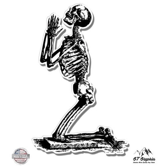 Praying Skeleton - 5" Vinyl Sticker - For Car Laptop I-Pad - Waterproof Decal