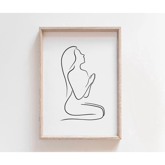 Praying Woman | Woman of Faith | Pray Wall Art | Christian Artwork | Religious Art | Art | Poster | Line Art | Drawing Unframed Paper Print