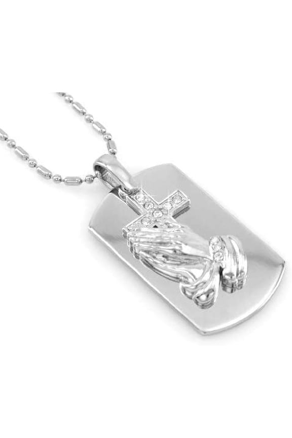 Praying hands - Dog Tag Necklace-free Chain