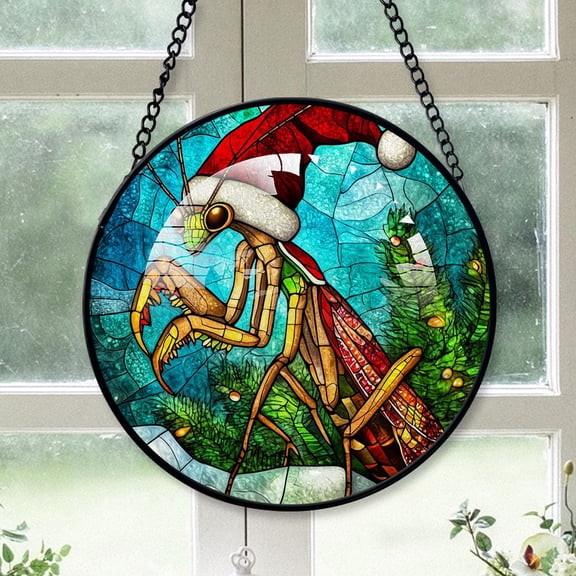 Praying mantis Ornament Christmas 2025, Praying mantis Stained Glass Hanging Panel  Radiant Glass Window Art, Perfect for Wildlife Decor