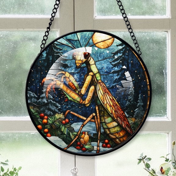 Praying mantis Ornament Christmas 2025, Praying mantis Stained Glass Window Hanging  Handcrafted Wildlife Glass Art Gift for Any Occasion