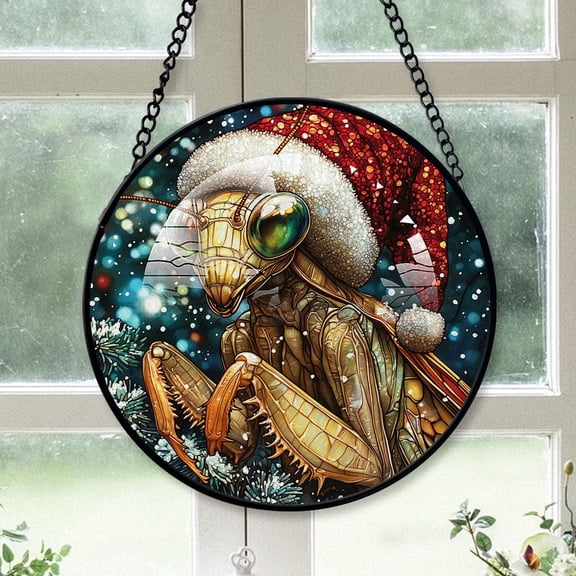 Praying mantis Ornament Christmas 2025, Praying mantis Stained Glass Window Hanging Vibrant Glass Art Ornament, Great Gift for Lovers