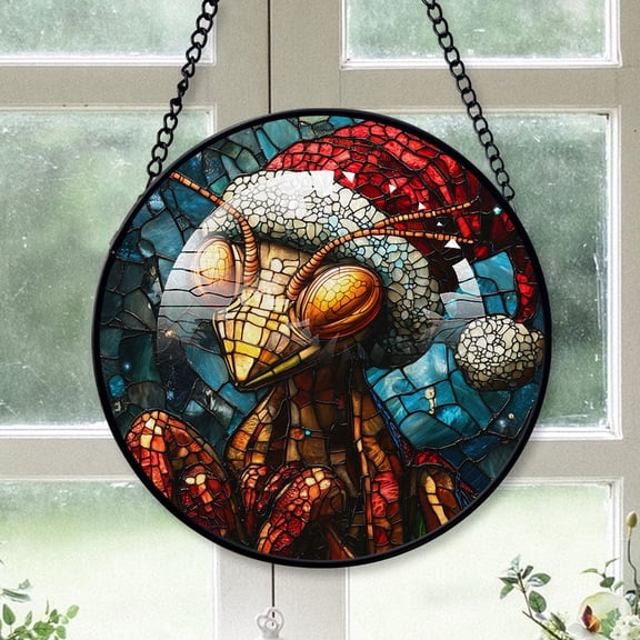Praying mantis Ornament Christmas 2025, Praying mantis Stained Glass Window Panel  Elegant Handmade Glass Artwork for Home Decoration