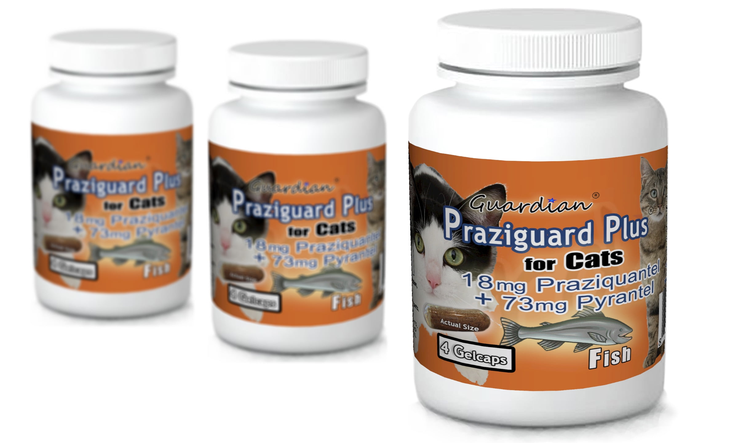 Praziguard Tapeworms Plus DeWormer for Cats 4 Gelcaps Fish Flavor