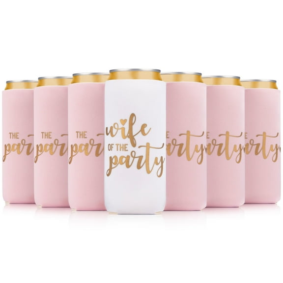 Prazoli Bachelorette Can Coolers, Bridal Party Gifts, Bridal Shower Party Favors, Slim, Wife of the Party, 12-Pack