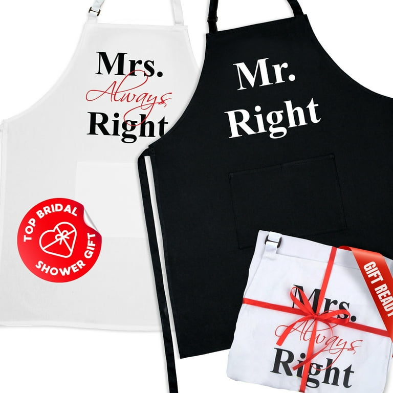 Chuarry 2 Pack Couples Kitchen Aprons Kitchen Aprons with Adjustable Neck  Strap Wedding Gifts Engagement Christmas Gifts for Couples