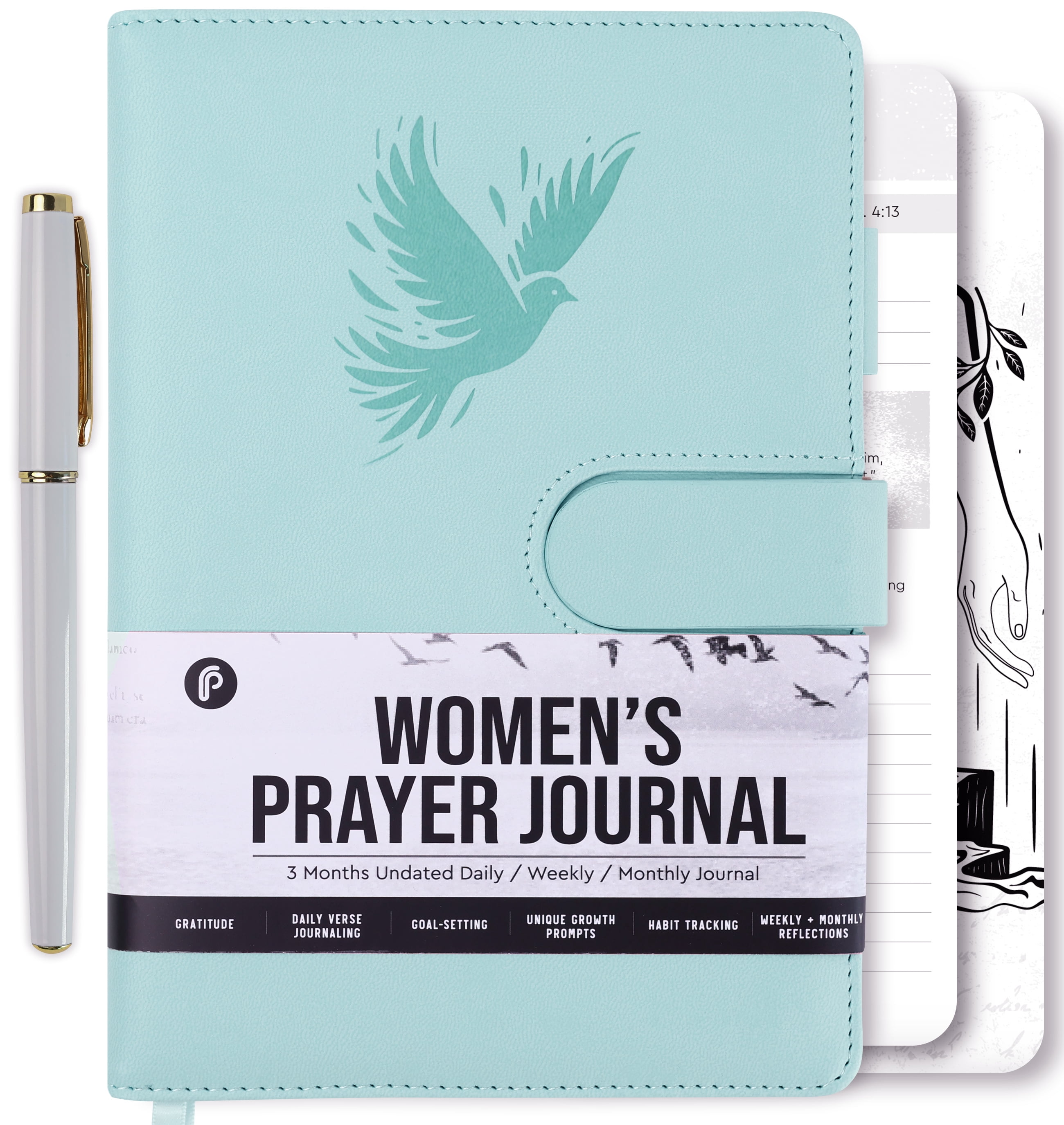 Prazoli Prayer Journal for Women - Daily Devotional Journaling Book for Woman , Religious Baptism & Christian Gifts & Bible Study Supplies for Church Note Taking , Devotional Notebook | Blue Dove