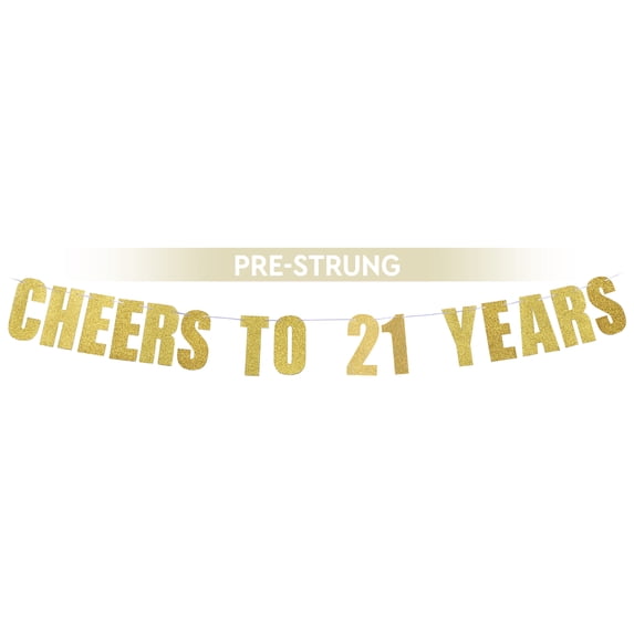 Twenty First Banner Prazoli Pre-Strung 21st Birthday Banner Cheers to 21 Years, Twenty ...