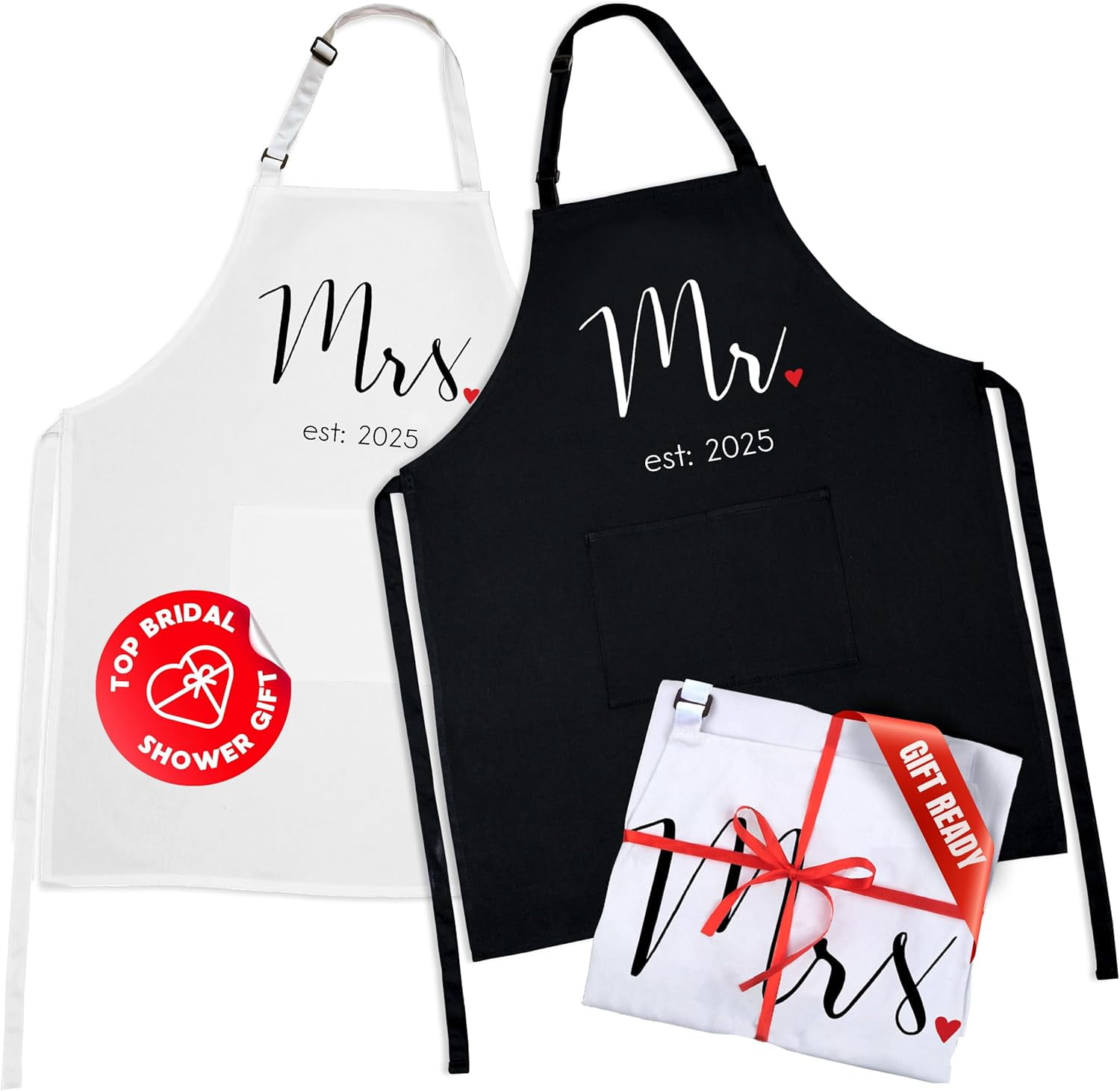 Prazoli Products Mr Mrs Apron Set - Engagement Gifts, Wedding & Bridal Shower Gifts for Couple (Mr. & Mrs. Est: 2025, Standard) - Walmart.com