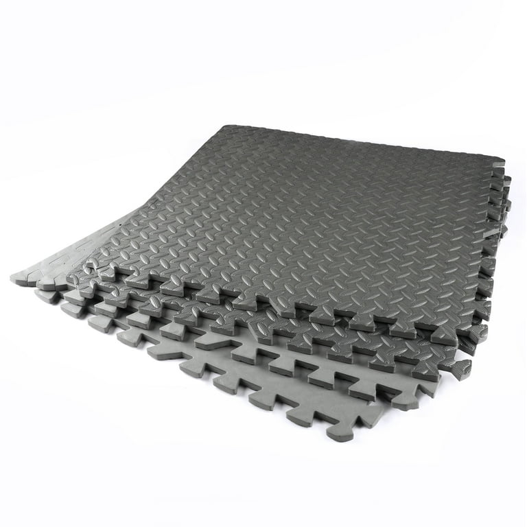 Prctz 1 2 Thick Hight Density EVA Fitness Puzzle Mat 4 Interlocking Tiles 16 Sq ft Black