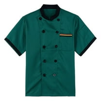 Prdecexlu Men's Chef Coat Short Sleeve Chef Jacket,Breathable,Double-Breasted Button Front - Kitchen,Restaurant,Hotel Uniform Green 2XL