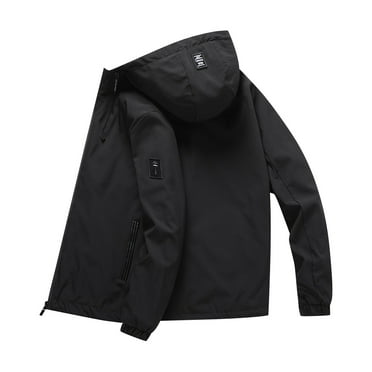 Prdecexlu Men's Ski Jacket Windbproof Hooded Sportswear Outdoor Coat With Pockets Black 2XL