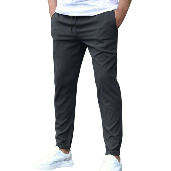 Prdecexlu Mens Chinos Slim Fit Pants Flat Front Stretch Skinny Tapered Dress Pants Comfort Casual Solid Trousers Gray L