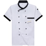 Prdecexlu Personalized Chef Coat Short Sleeve Double-Breasted Button Front Chef Shirt Custom Uniform Chef Jacket for Men Women White M