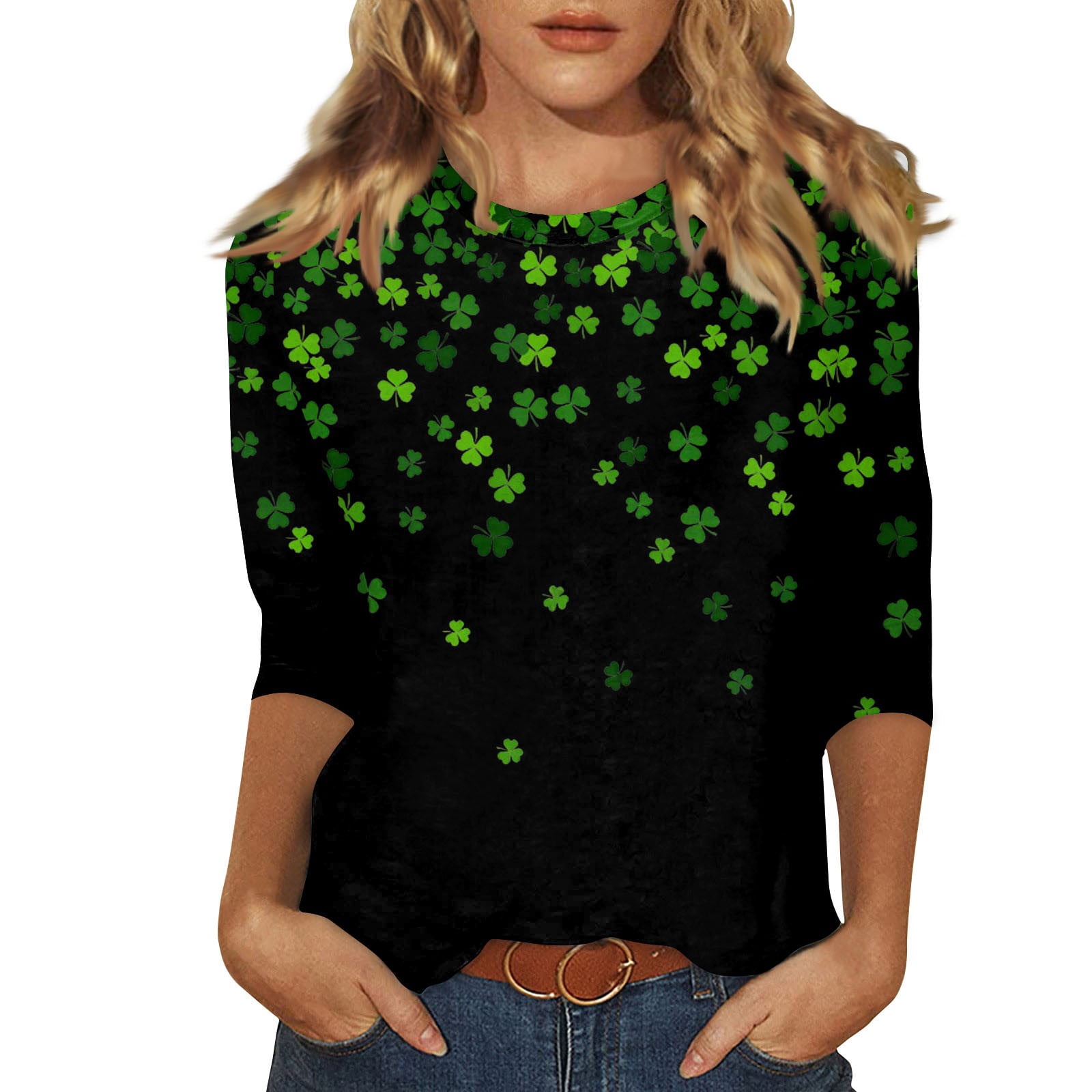 St. Patrick's Day Women's T-Shirt – Lucky Shamrock & Heart Graphic Tee
