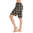 thumbnail image 1 of Prdecexlu Womens Pajama Shorts Lightweight Plaid Elastic Waistband with Drawstring Pockets Knee Length Breathable Bermuda Long Shorts Stylish Casual Lounge Pj Bottoms Light Brown M, 1 of 4
