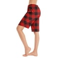 thumbnail image 1 of Prdecexlu Womens Pajama Shorts Lightweight Plaid Elastic Waistband with Drawstring Pockets Knee Length Breathable Bermuda Long Shorts Stylish Casual Lounge Pj Bottoms Red 2XL, 1 of 4
