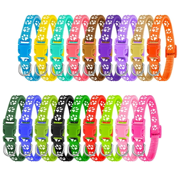 Prdigy 18 Pcs Puppy Collars x Small, Puppy Litter Collars, Newborn Puppy Collars Whelping Collars, Soft Nylon with Adjustable Quick Release Buckle Collars for Small Dog Puppies(S)