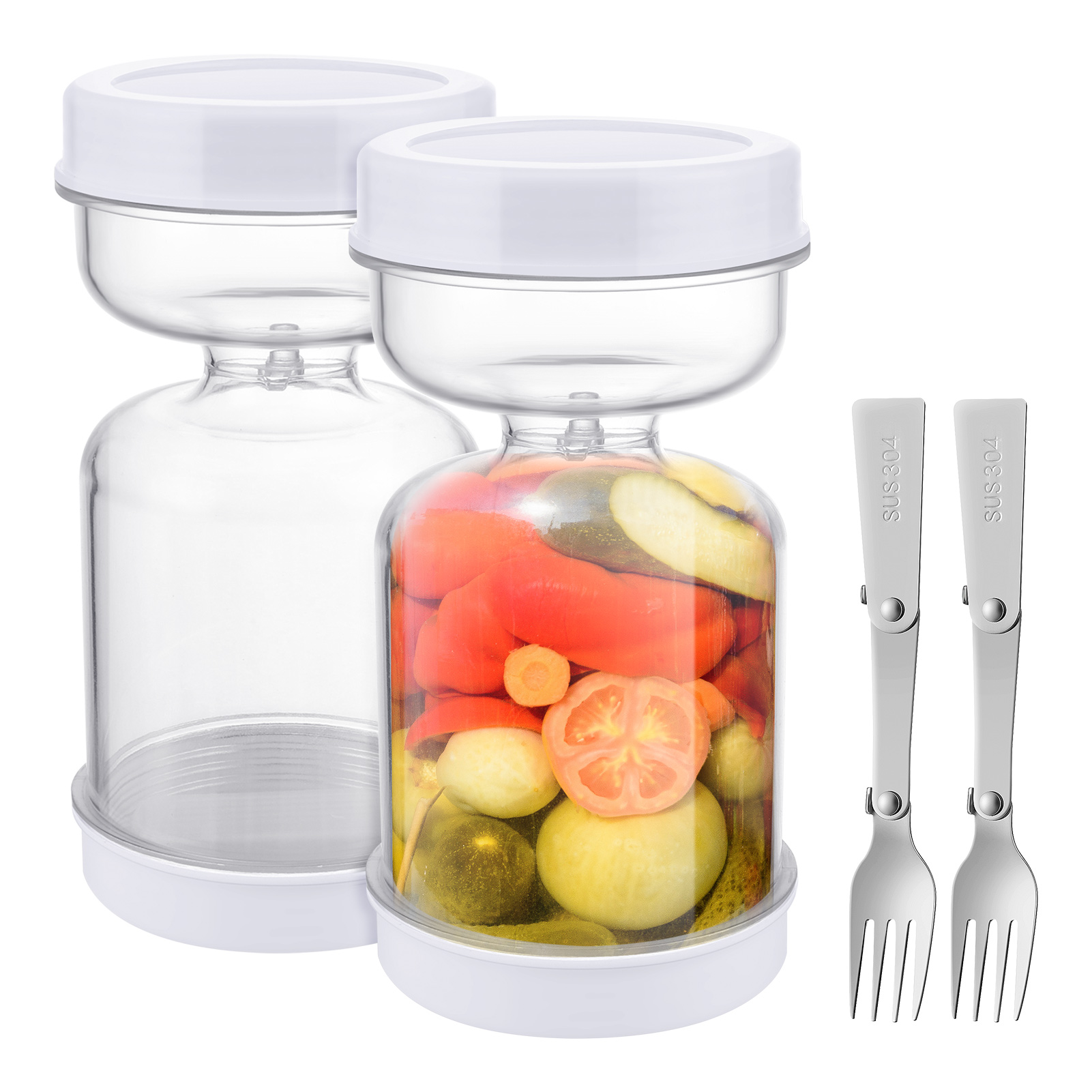Crystalia Pickle Jar with Strainer Insert, Deli Food Storage Container