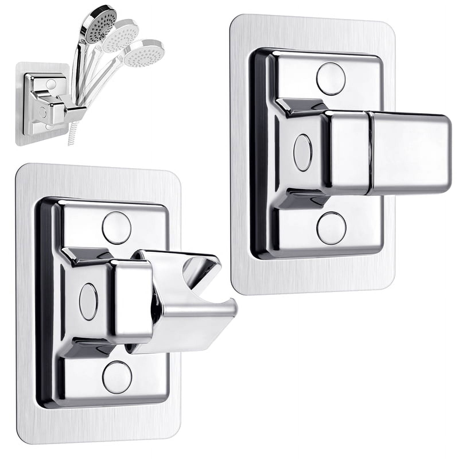 Prdigy 2 Pack Universal Adjustable Shower Head Holder No Drill, Self-Adhesive Wall Mounted Brackets for Shower, 360Rotatable Shower Spray Holder for Bathroom