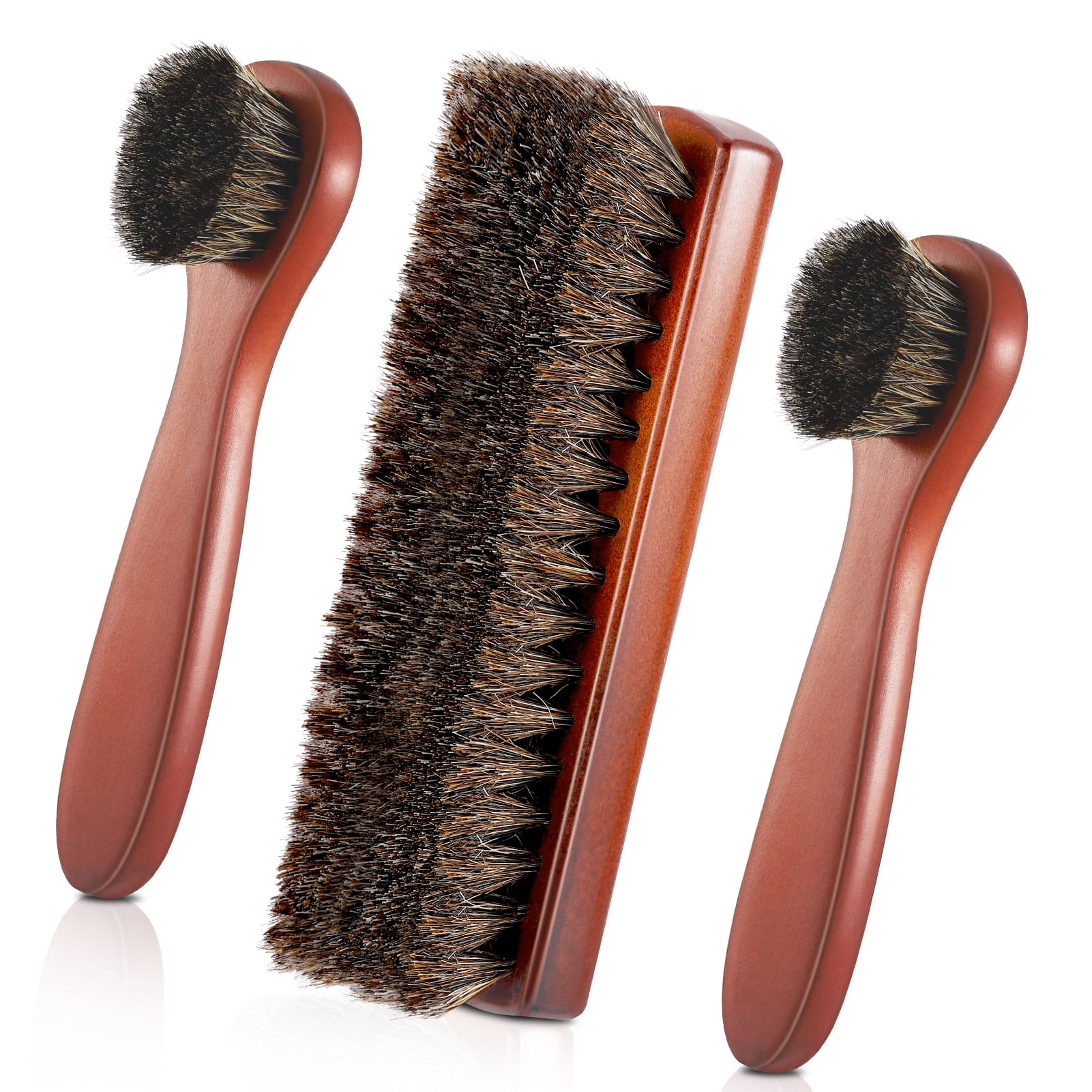 Prdigy 3Pcs Horsehair Shoes Brushes Kit, Polish Dauber Applicators