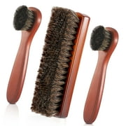 Prdigy 3Pcs Horsehair Shoes Brushes Kit, Polish Dauber Applicators, Boots Care Brushes for Cleaning Leather Shoes Shine