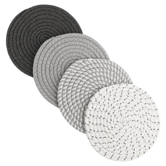 Prdigy 4Pcs 7 Inches Cotton Thread Weave Hot Pot Holders, Multi-use Hot Mats, Non-Slip Coasters, Hot Pads Trivet for Cooking and Baking