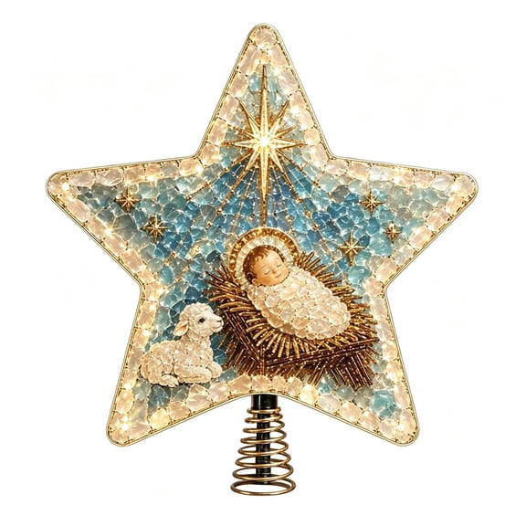 Pre-Assembled Nativity Christmas Tree Topper, 7.87" × 3.94"