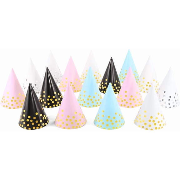 Pre-Assembled Party Hats for Adults, Party Supply for Party Decorations, Birthday Party Headwear for Women Men Dot - 20 Pcs