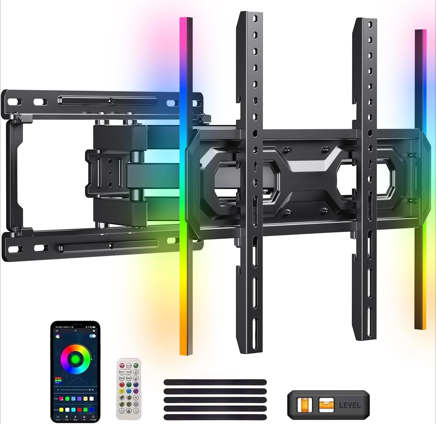 Pre-Assembled TV Wall Mount with LED Lights for 26-65 inch TVs up to 99 lbs