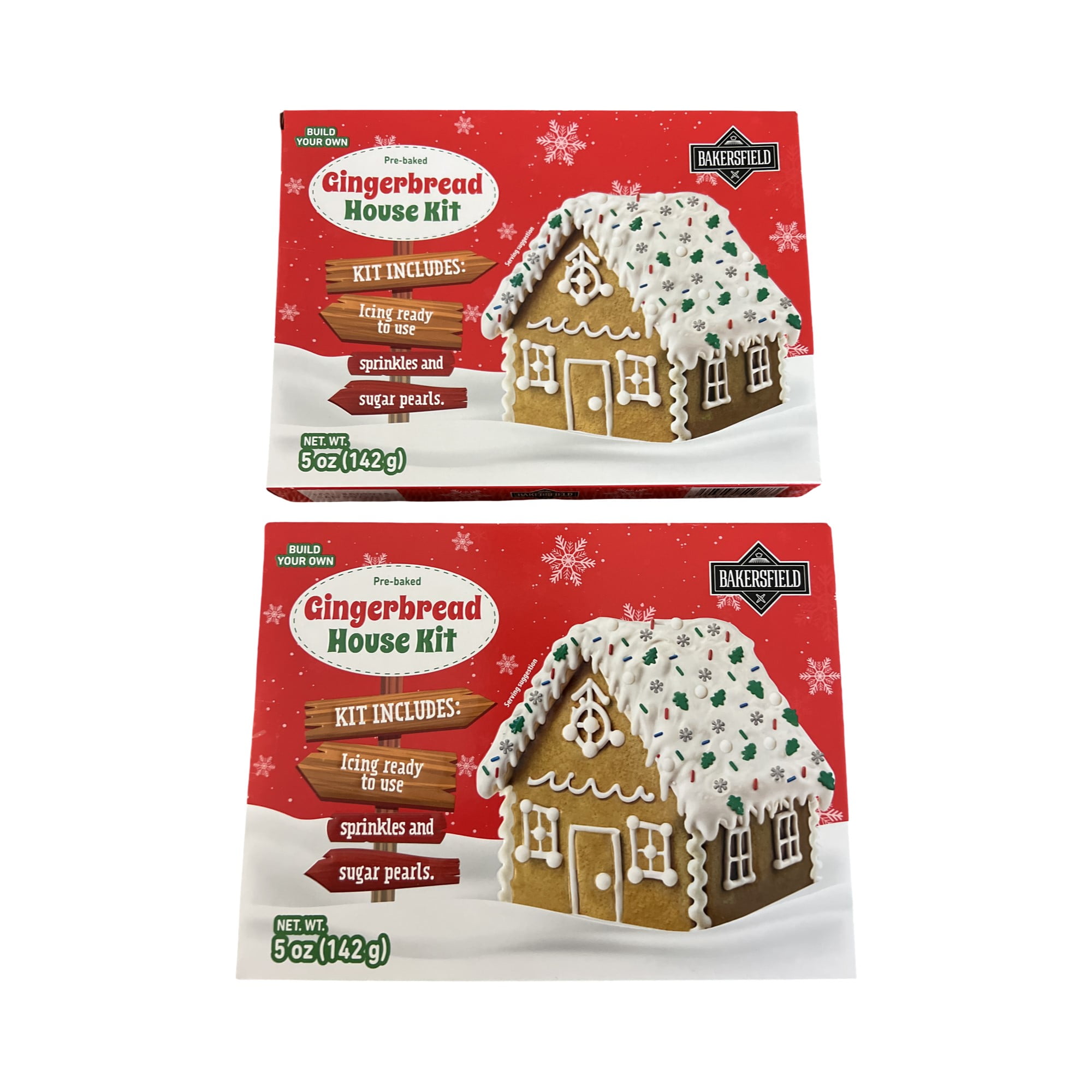 Pre-Baked Gingerbread House Kit, 5 oz (142 g), 2 Pack | Ready-to-Decorate Holiday Cookie Houses for Christmas Fun