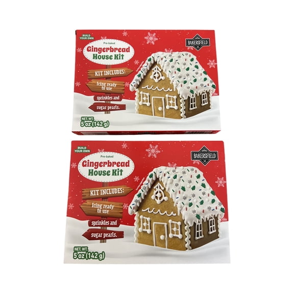 Pre-Baked Gingerbread House Kit, 5 oz (142 g), 2 Pack | Ready-to-Decorate Holiday Cookie Houses for Christmas Fun