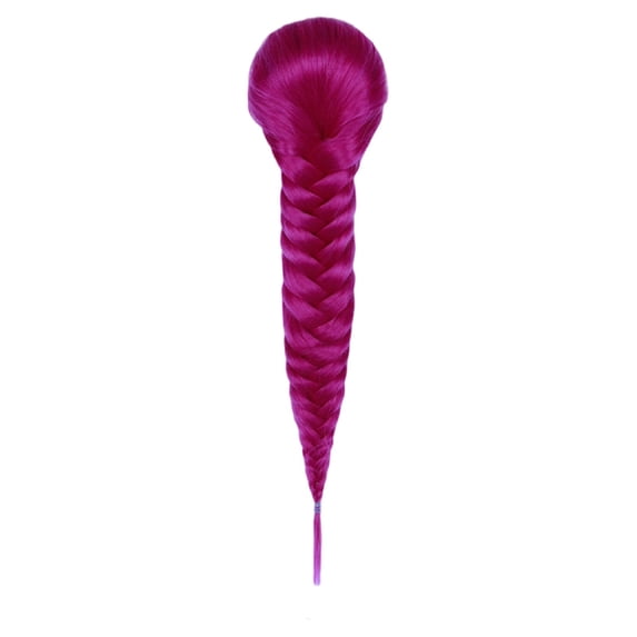 Pre-Braided Clip In Braid Ponytail Extensions, Synthetic Wig for Anime Cosplay Costume Party Daily Use(Dark Pink,40cm)
