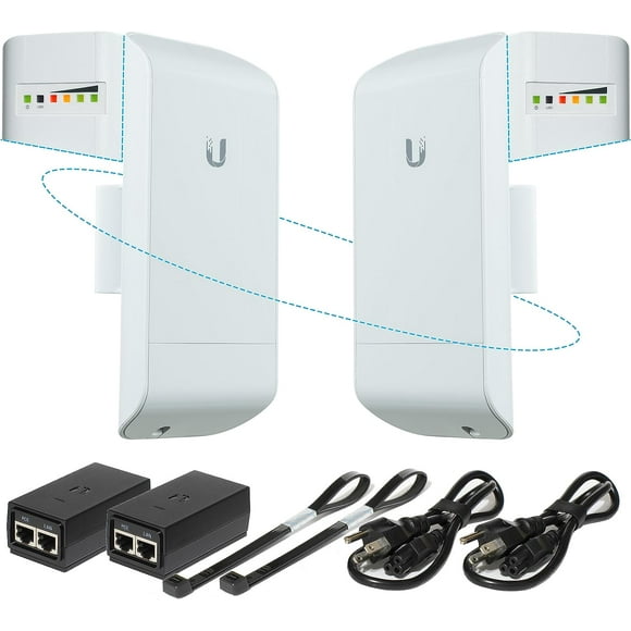 Pre-Configured Bundle of 2 Ubiquiti NanoStation LOCOM5 P2P-2 Units Kit 100% Configured as Network Wireless Bridge for Long Distance Wireless Communications, Plug-and-Play. No Configuration Needed