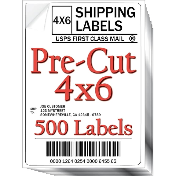 Pre-Cut 4x6 Shipping Labels | Work on Most Inkjet and Laser Printers | Just Load & Print | USPS UPS FedEx for Home Printers | 500 Pack
