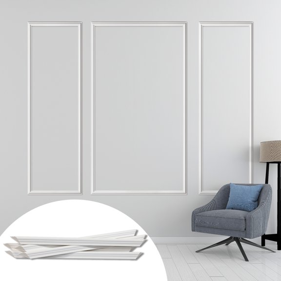 Pre-Cut Accent Wall Molding Trim Kit, 3 Frames Premade Wainscoting Panels for Interior Decoration, Ready to Assemble Chair Rail Moulding