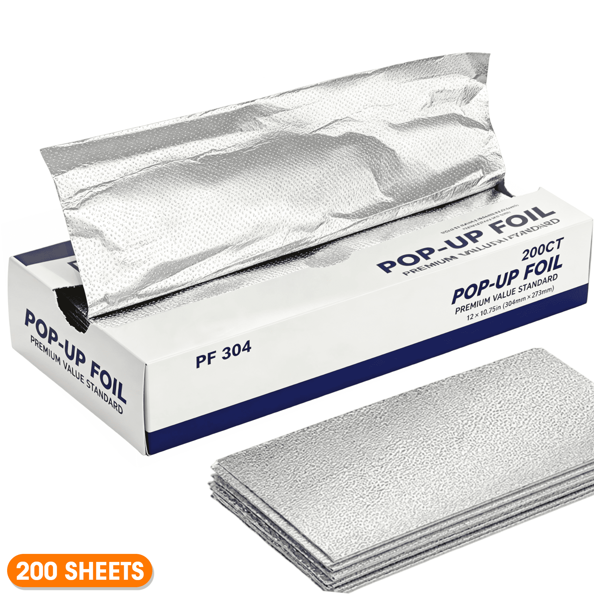 GARITIN 200 Count Aluminum Foil Sheets, 12 x 10.75 Inch Pre-Cut Foil Sheets, Embossed Non-Stick Food Safe Foil Wraps for Meal Prep, BBQ, Grilling & Cooking