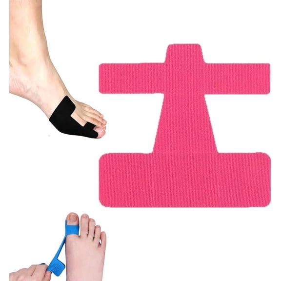 Pre-Cut Bunion Corrector Kinesiology Tape, Elastic Breathable Latex-Free Toe Support Strips, Self-Adhesive Hallux Valgus Corrector for Walking (40PCS,Red)