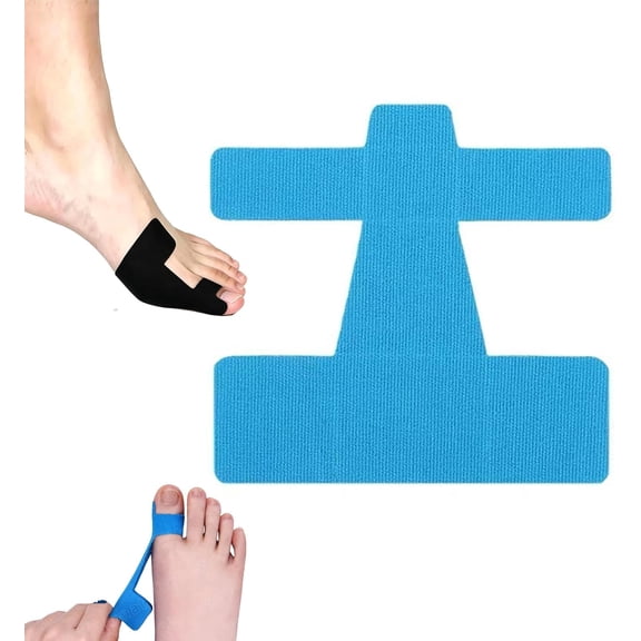 Pre-Cut Bunion Corrector Kinesiology Tape, Elastic Breathable Latex-Free Toe Support Strips, Self-Adhesive Hallux Valgus Corrector for Walking (60PCS,Blue)