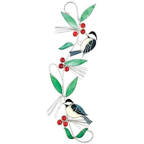 Pre-Cut Chickadee Scroll Kit - Stained Glass Art Craft Kit - Modern Bird Theme - All Seasons - Unisex Adult - 6" x 16"$$Art & Craft