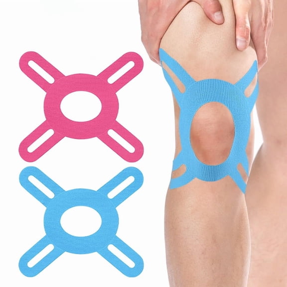 Pre-Cut Contoured Knee Kinesiology Tape, Elastic Support Anti-Chafing Athletic Bandage for Football, 4PCS9.72"8.66"