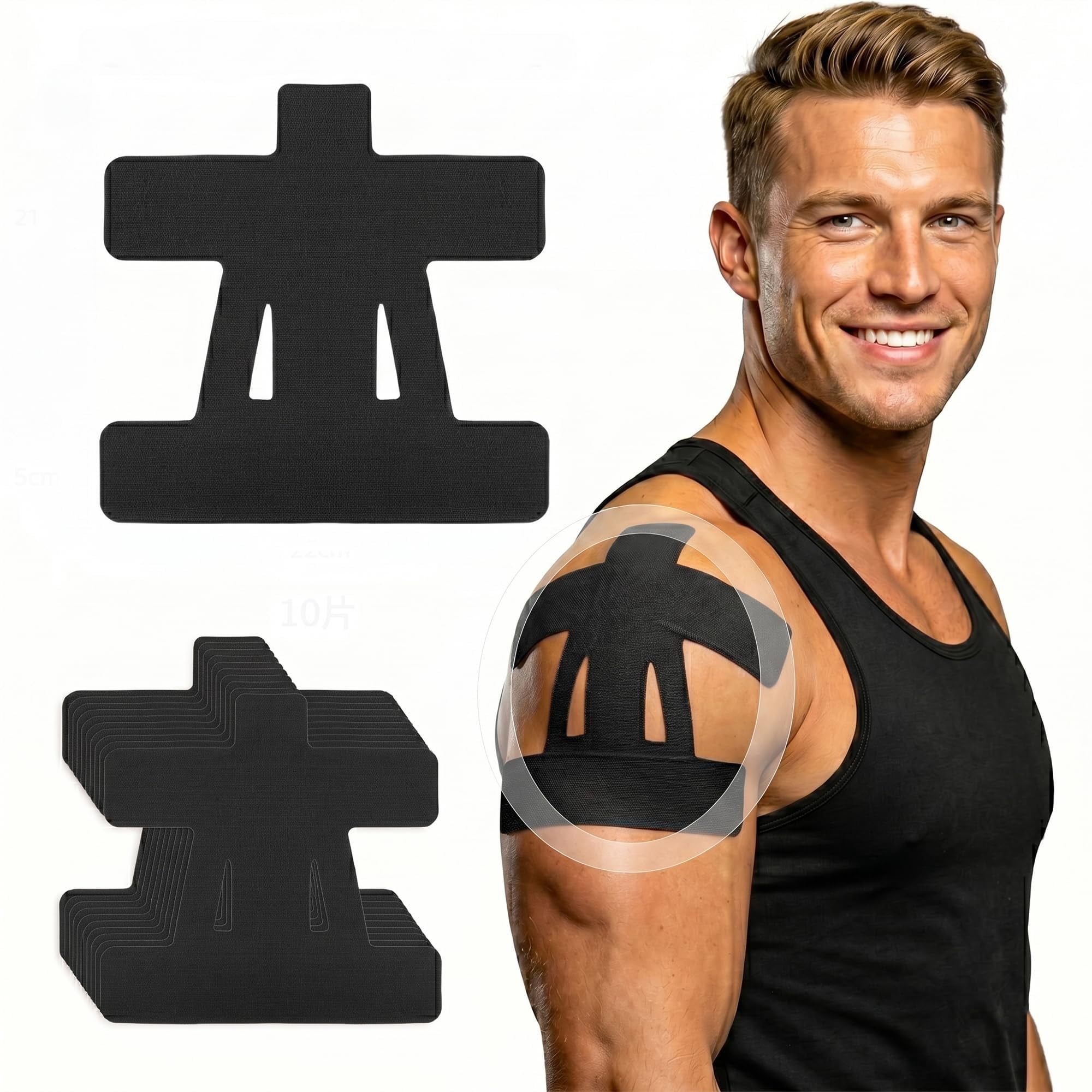 Pre-Cut Elastic Kinesiology Tapes, Precut Shoulder Wrap Support Tape ...